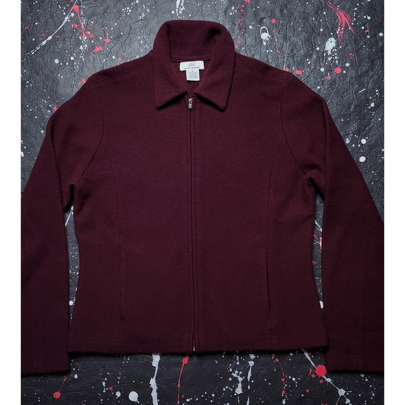 Brooks Brothers 346 women's burgundy wine full-zip wool cardigan sweater jacket - Picture 3 of 9